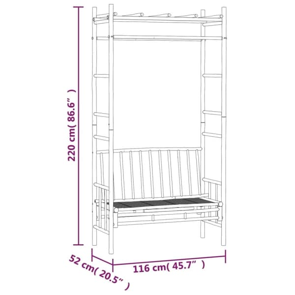 vidaXL Trädgårdsbänk med pergola 116 cm bambu -  Trädgårdsbänkar