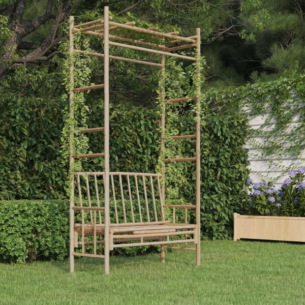 vidaXL Trädgårdsbänk med pergola 116 cm bambu -  Trädgårdsbänkar