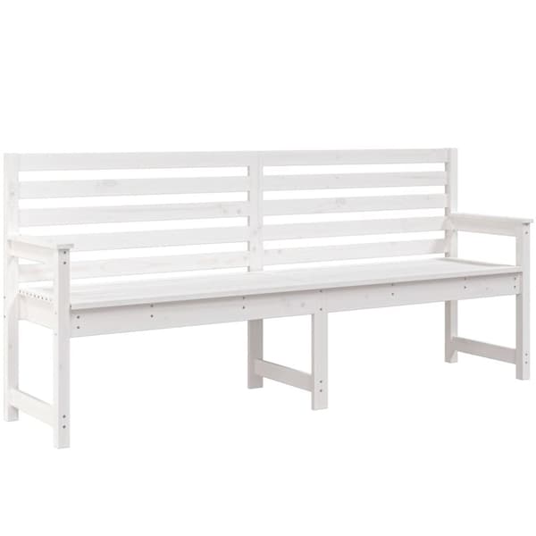 vidaXL havebænk 203,5x48x91,5 cm massivt fyrretræ hvid - Havebænke