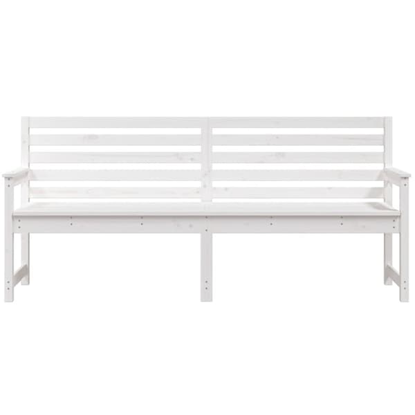 vidaXL havebænk 203,5x48x91,5 cm massivt fyrretræ hvid - Havebænke