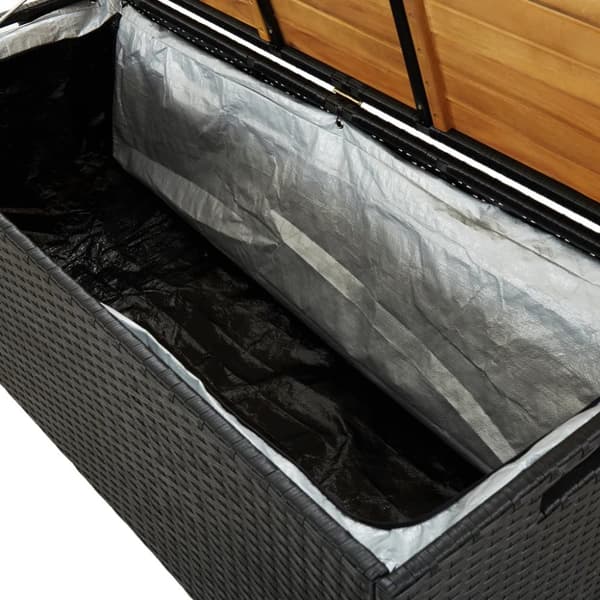 vidaXL Puutarhan säilytyspenkki 120 cm polyrottinki musta -  Puutarhapenkit