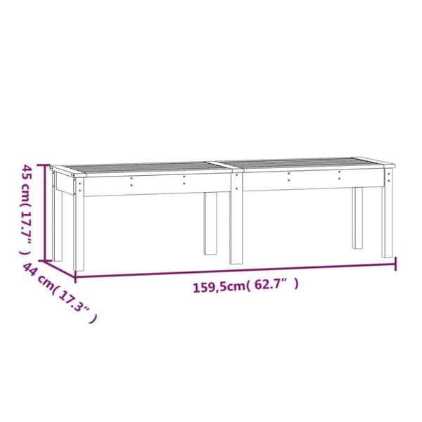 vidaXL 2-personers havebænk 159,5x44x45 cm massivt fyrretræ grå -  Havebænke
