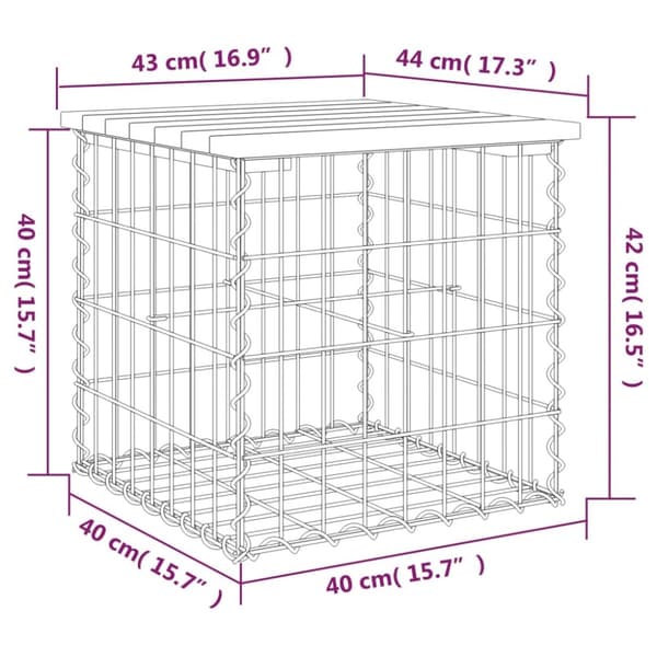 vidaXL havebænk med gabiondesign 43x44x42 cm imprægneret fyrretræ -  Havebænke