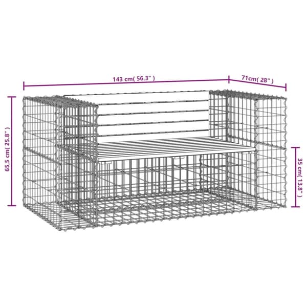vidaXL havebænk med gabiondesign 143x71x65,5 cm massivt douglasgran -  Havebænke