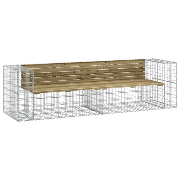 vidaXL Trädgårdsbänk gabiondesign 244x71x65,5 cm impregnerad furu -  Trädgårdsbänkar