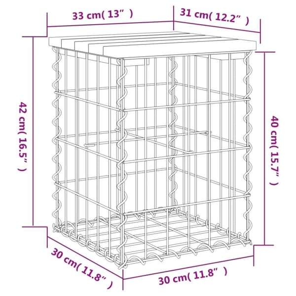 vidaXL havebænk med gabiondesign 33x31x42 cm massivt douglasgran -  Havebænke
