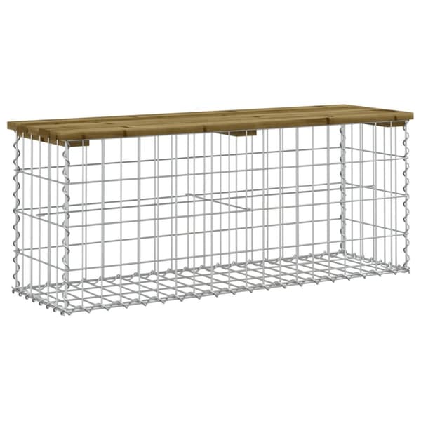 vidaXL Trädgårdsbänk gabion-design 103x31,5x42 cm impregnerad furu -  Trädgårdsbänkar