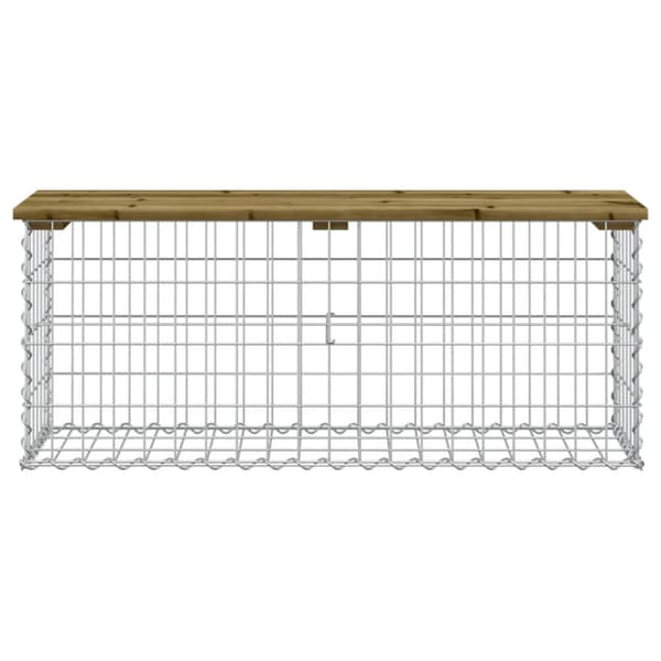 vidaXL Trädgårdsbänk gabion-design 103x31,5x42 cm impregnerad furu -  Trädgårdsbänkar