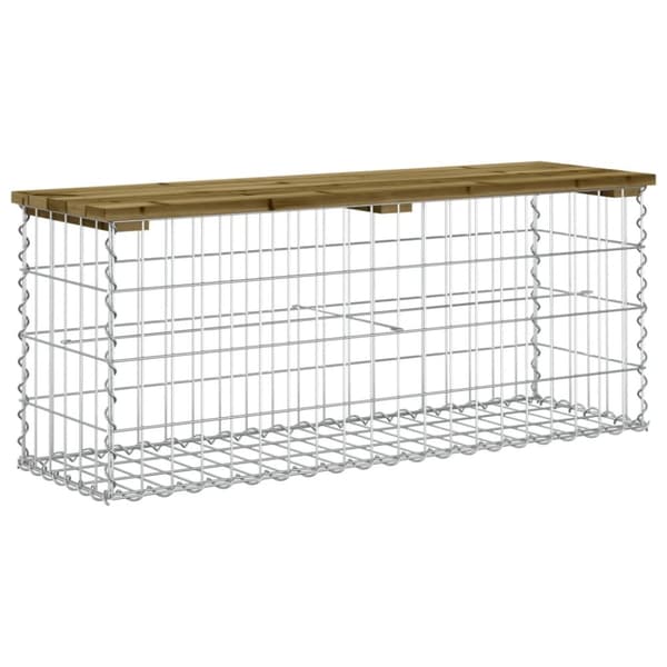 vidaXL Trädgårdsbänk gabion-design 103x31,5x42 cm impregnerad furu -  Trädgårdsbänkar