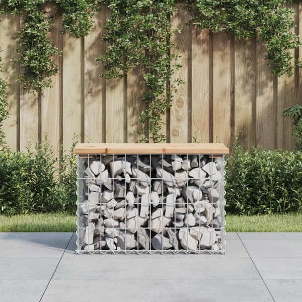 vidaXL havebænk med gabiondesign 63x31,5x42 cm massivt fyrretræ -  Havebænke