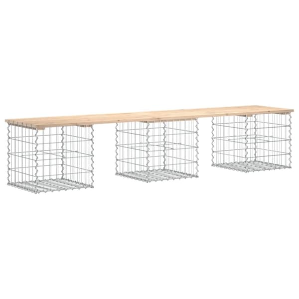 vidaXL Trädgårdsbänk gabion-design 203x44x42 cm massiv furu -  Trädgårdsbänkar