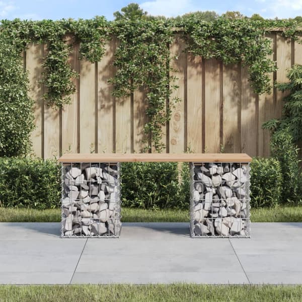 vidaXL Trädgårdsbänk gabion-design 103x31x42 cm massiv furu -  Trädgårdsbänkar