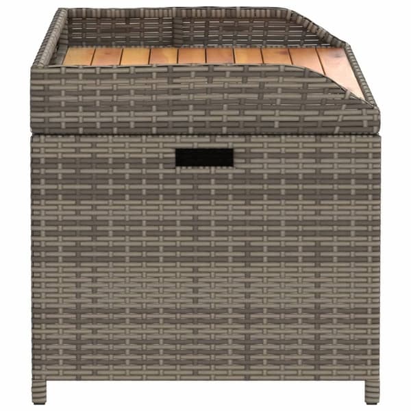 vidaXL Säilytyspenkki harmaa 100x50x52 cm polyrottinki ja akasiapuu -  Puutarhapenkit
