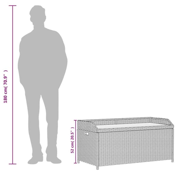 vidaXL Säilytyspenkki harmaa 100x50x52 cm polyrottinki ja akasiapuu -  Puutarhapenkit
