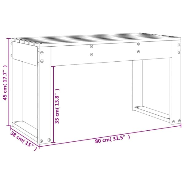 vidaXL havebænk 80x38x45 cm massivt fyrretræ hvid -  Havebænke