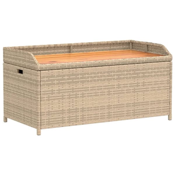 vidaXL opbevaringsbænk 100x50x52 cm polyrattan og akacietræ beige -  Havebænke