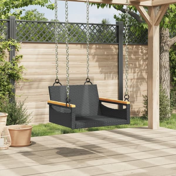 vidaXL gyngebænk 63x62x40 cm polyrattan sort