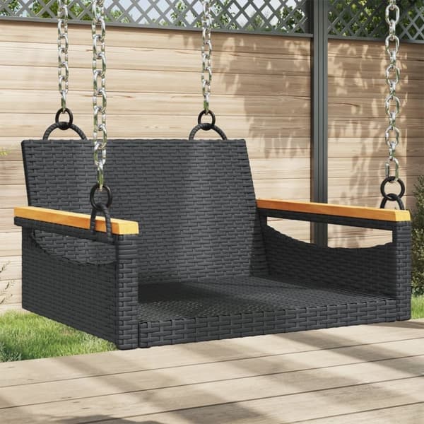 vidaXL gyngebænk 63x62x40 cm polyrattan sort