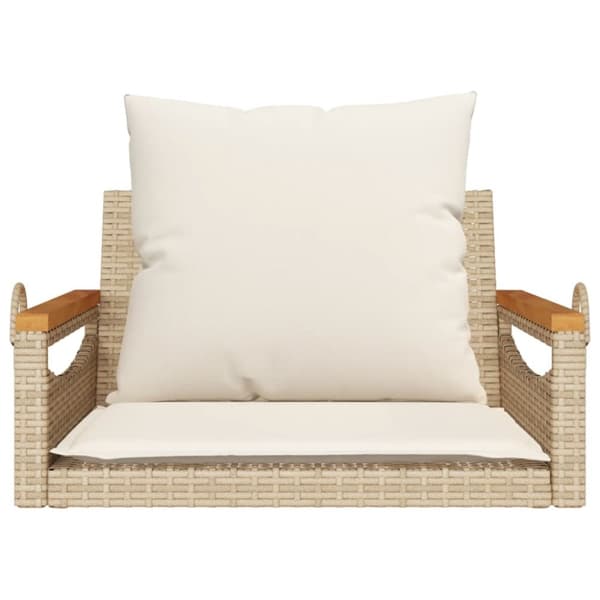 vidaXL Gungbänk med dynor beige 63x62x40 cm konstrotting