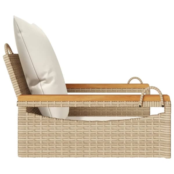 vidaXL Gungbänk med dynor beige 63x62x40 cm konstrotting