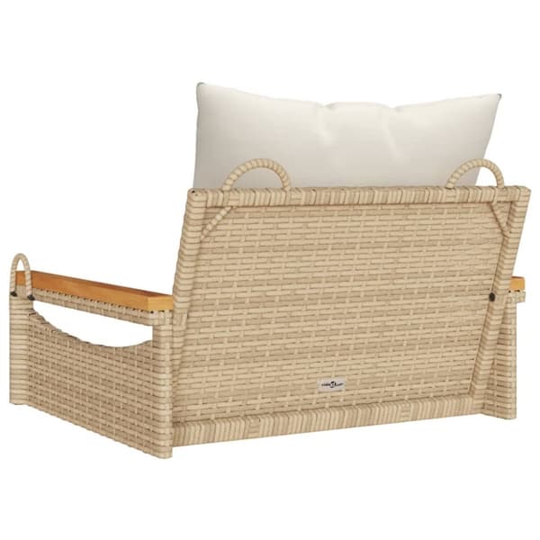 vidaXL Gungbänk med dynor beige 63x62x40 cm konstrotting