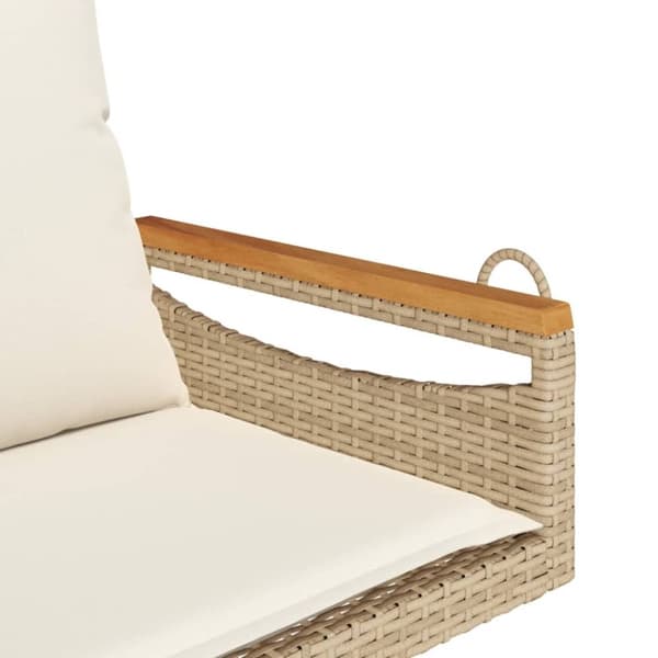 vidaXL Gungbänk med dynor beige 63x62x40 cm konstrotting