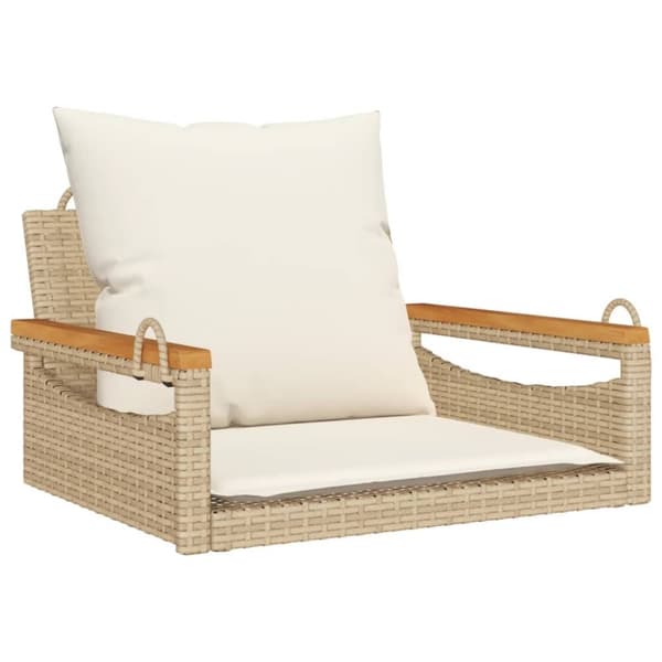 vidaXL gyngebænk med hynder 63x62x40 cm polyrattan beige