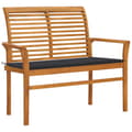 Miniatyrbild 2 av 10: The Living Store Trädgårdsbänk med antracit dyna 112 cm massiv teak -  Trädgårdsbänkar