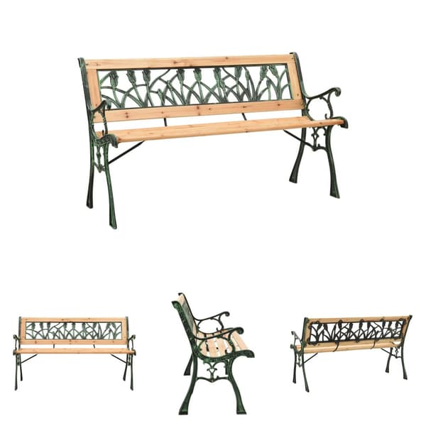 The Living Store havebænk 122 cm støbejern og massivt grantræ -  Havebænke