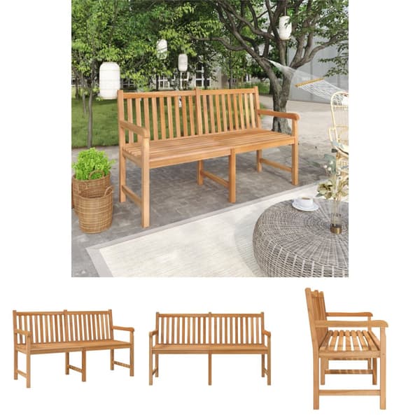 The Living Store havebænk 150 cm massivt teaktræ -  Havebænke