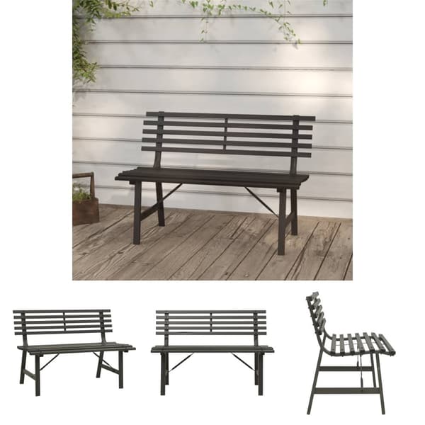 The Living Store Puutarhapenkki 110 cm teräs musta -  Puutarhapenkit