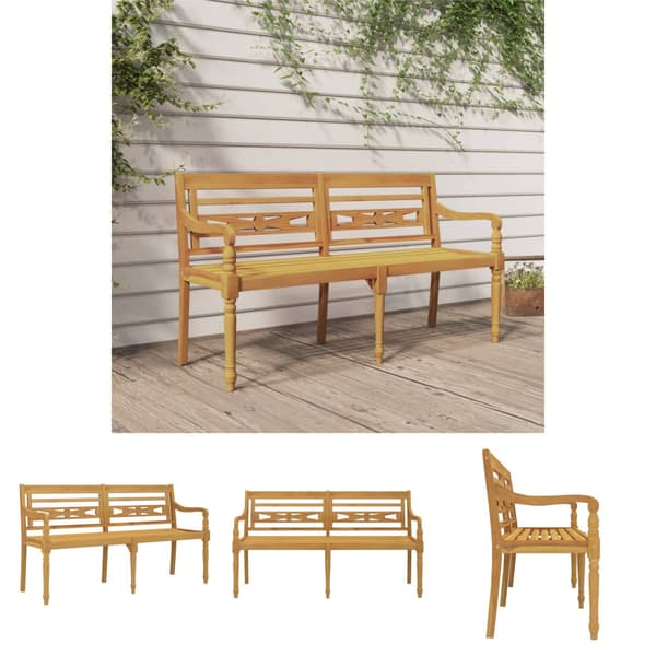 The Living Store Batavia-bænk 150 cm massivt teaktræ -  Havebænke