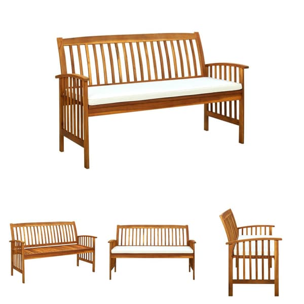 The Living Store havebænk med hynde 147 cm massivt akacietræ -  Havebænke