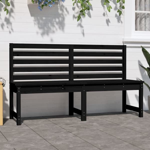 The Living Store havebænk 157,5 cm massivt fyrretræ sort -  Havebænke