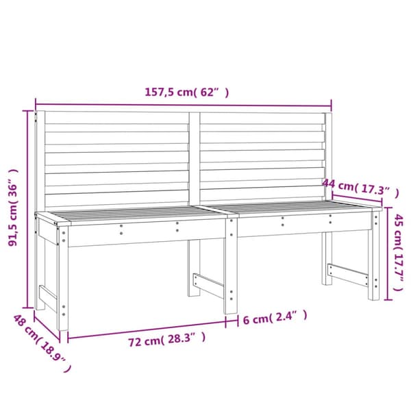 The Living Store havebænk 157,5 cm massivt fyrretræ sort -  Havebænke