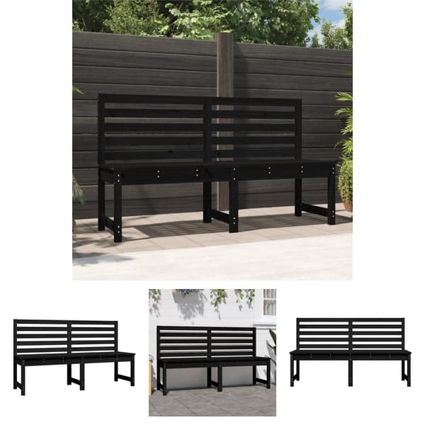 The Living Store havebænk 157,5 cm massivt fyrretræ sort -  Havebænke