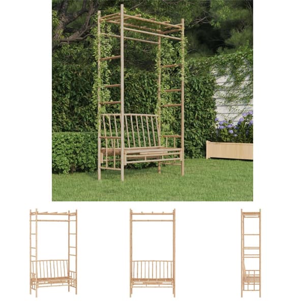The Living Store havebænk med pergola 116 cm bambus -  Havebænke