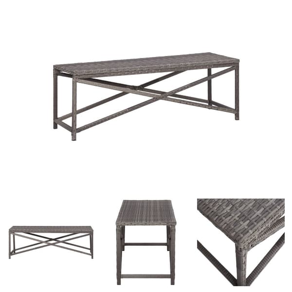 The Living Store Trädgårdsbänk 120 cm konstrotting grå -  Trädgårdsbänkar