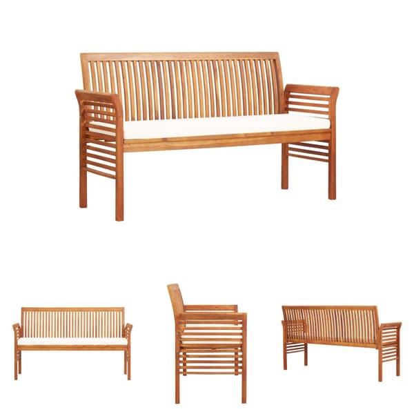The Living Store 3-istuttava Puutarhapenkki tyynyllä 150 cm täysi akasiapuu - Puutarhapenkit