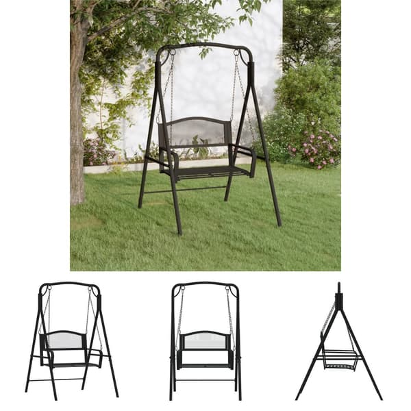 The Living Store Hammock 124 cm svart stål -  Trädgårdsbänkar