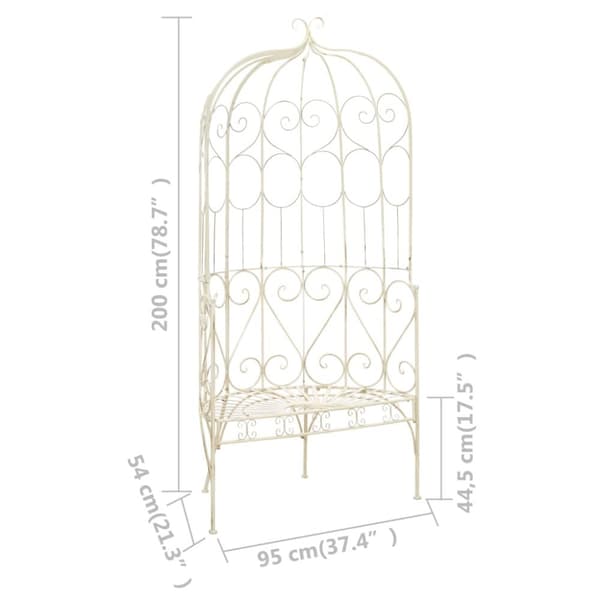 The Living Store Puutarhapenkki 95 cm rauta antiikinvalkoinen -  Puutarhapenkit
