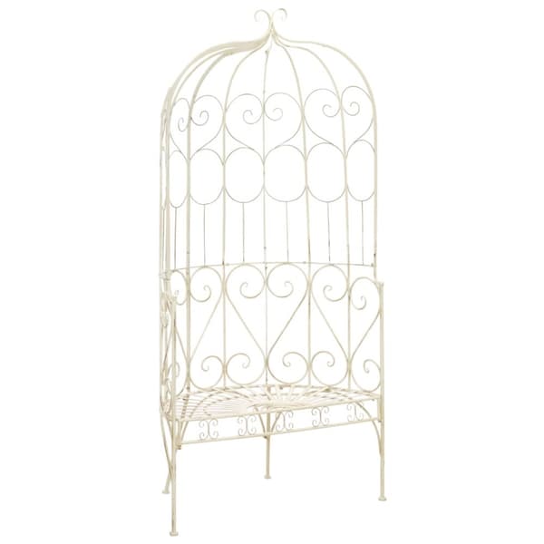 The Living Store Puutarhapenkki 95 cm rauta antiikinvalkoinen -  Puutarhapenkit