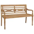 Miniatyrbild 3 av 11: The Living Store Bataviabänk med gräddvit dyna 120 cm massiv teak -  Trädgårdsbänkar