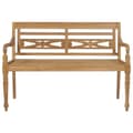 Miniatyrbild 4 av 11: The Living Store Bataviabänk med gräddvit dyna 120 cm massiv teak -  Trädgårdsbänkar