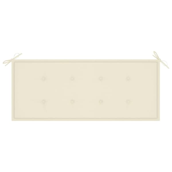 The Living Store Bataviabänk med gräddvit dyna 120 cm massiv teak -  Trädgårdsbänkar