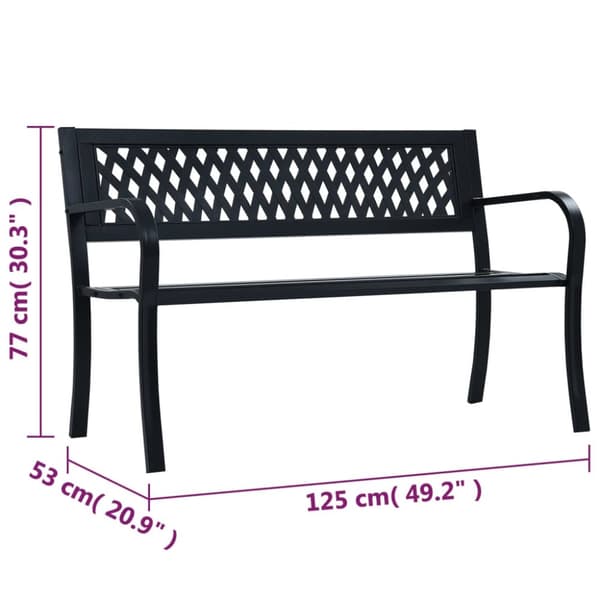 The Living Store havebænk 125 cm stål sort -  Havebænke
