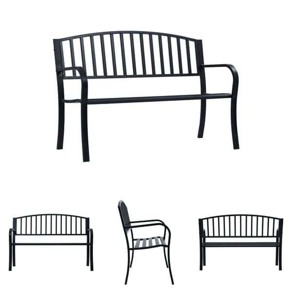 The Living Store havebænk 125 cm stål sort -  Havebænke