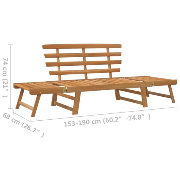 The Living Store havebænk 2-i-1 190 cm massivt akacietræ -  Havebænke