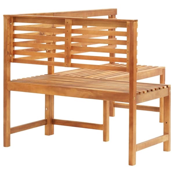 The Living Store Hörnbänk 140 cm massivt akaciaträ -  Trädgårdsbänkar