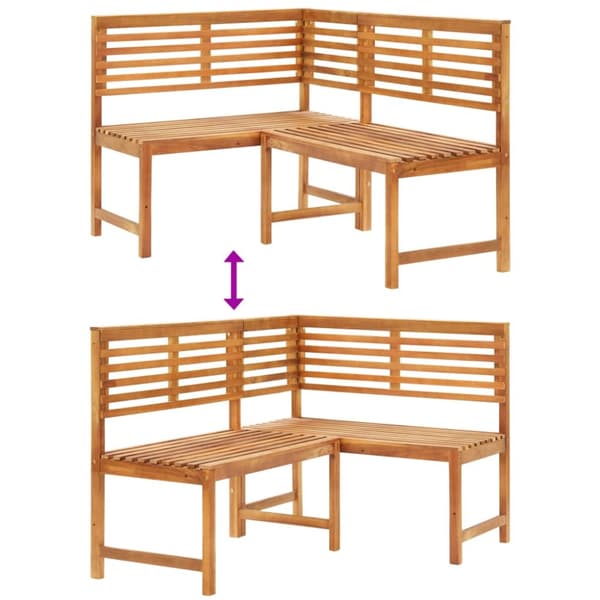 The Living Store Hörnbänk 140 cm massivt akaciaträ -  Trädgårdsbänkar